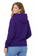 Bluza damska z kapturem kieszeniami purpurowa widok z tyłu.png