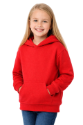 Bluza sportowa z kapturem i długim rękawem dziecięca dla chłopca i dziewczynki czerwona widok dziewczynki.png
