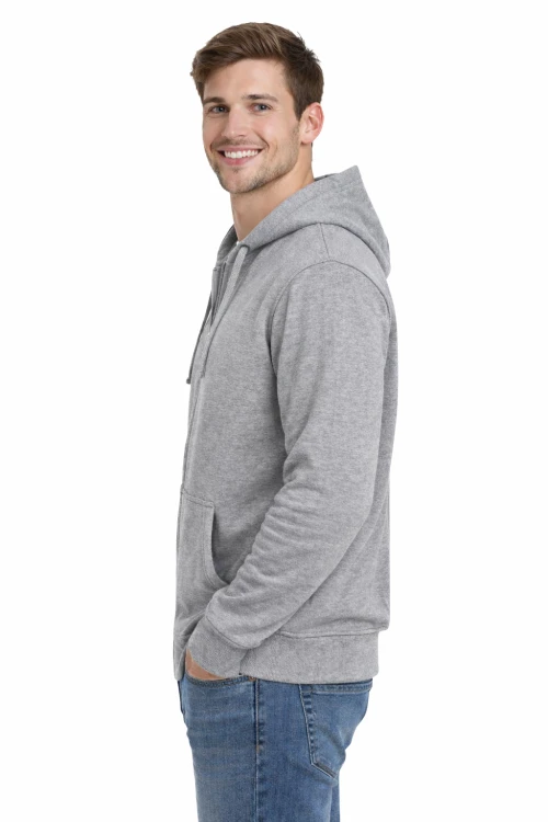 Bluza-męska-zapinana-na-zamek-z-kapturem-kieszeniami-szara-widok-z-boku.png
