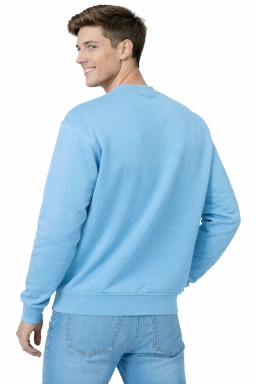 Jasno niebieska bluza sportowa męska z długim rekawem widok z tyłu.png