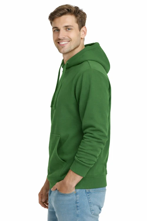 Bluza-dresowa-męska-z-kapturem-i-kieszeniami-kolor-zielona-butelka-widok-z-boku.png