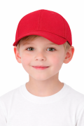 Czapka dziecięca dla chłopca i dziewczynki zapinana na rzep 290g z wywietrznikami czerwona przód.png
