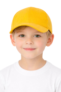 Czapka dziecięca dla chłopca i dziewczynki zapinana na rzep 290g z wywietrznikami żółta przód.png