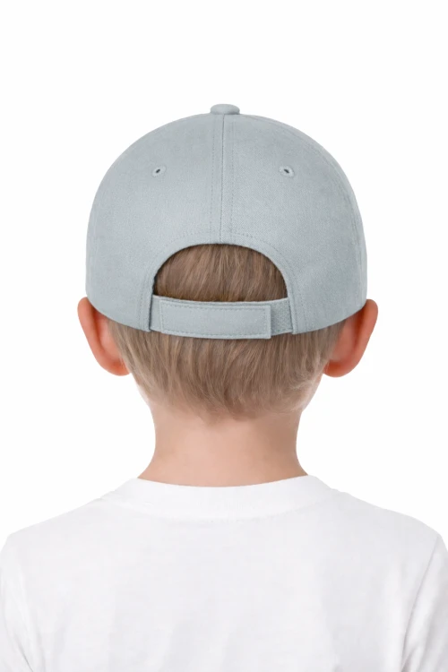 Czapka dziecięca dla chłopca i dziewczynki zapinana na rzep 290g z wywietrznikami szara tył.png