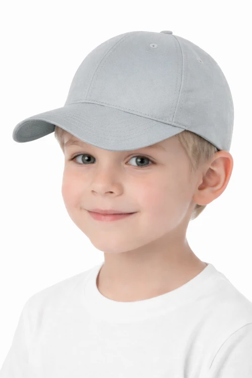 Czapka dziecięca dla chłopca i dziewczynki zapinana na rzep 290g z wywietrznikami szara.png