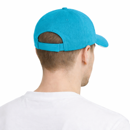 Czapka z daszkiem 5 paneli otwory wentylacyjne unisex opaska przeciwpotna turkus tył.png