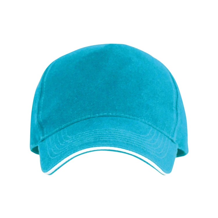 Czapka z daszkiem 5 paneli otwory wentylacyjne unisex opaska przeciwpotna turkusowa mockup.jpg