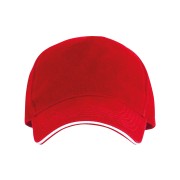 Czapka z daszkiem 5 paneli otwory wentylacyjne unisex opaska przeciwpotna czerwona mockup.jpg