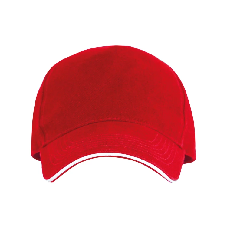 Czapka z daszkiem 5 paneli otwory wentylacyjne unisex opaska przeciwpotna czerwona mockup.jpg
