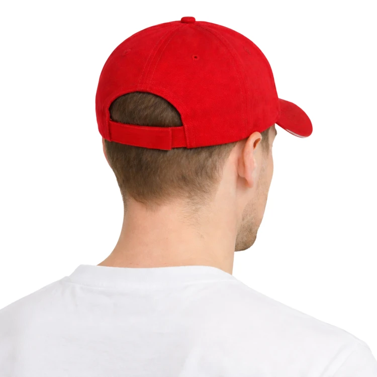 Czapka z daszkiem 5 paneli otwory wentylacyjne unisex opaska przeciwpotna czerwona tył.png