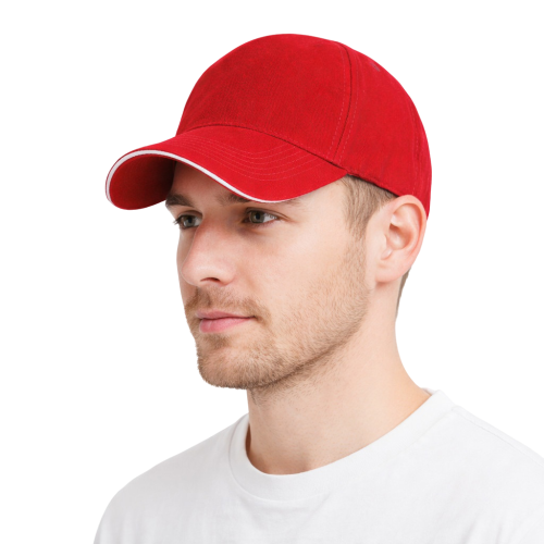 Czapka z daszkiem 5 paneli otwory wentylacyjne unisex opaska przeciwpotna czerwona.png