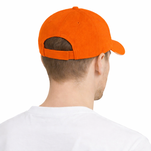 Czapka z daszkiem 5 paneli otwory wentylacyjne unisex opaska przeciwpotna pomarańczowa tył.png