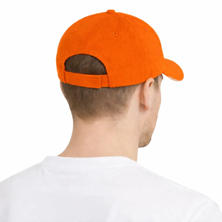 Czapka z daszkiem 5 paneli otwory wentylacyjne unisex opaska przeciwpotna pomarańczowa tył.png