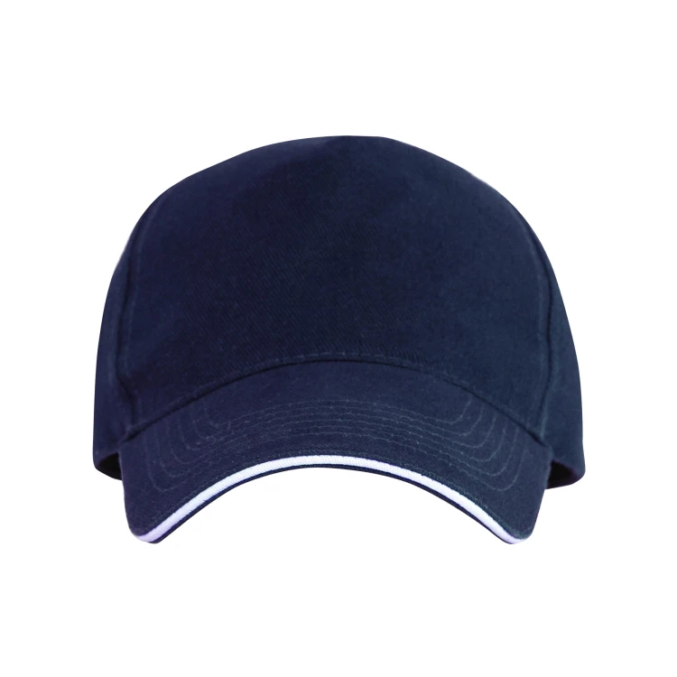 Czapka z daszkiem 5 paneli otwory wentylacyjne unisex opaska przeciwpotna granatowa mockup.jpg