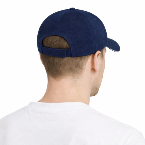 Czapka z daszkiem 5 paneli otwory wentylacyjne unisex opaska przeciwpotna granatowa tył.png