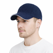 Czapka z daszkiem 5 paneli otwory wentylacyjne unisex opaska przeciwpotna granatowa.png