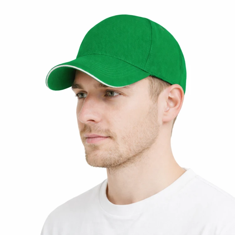 Czapka z daszkiem 5 paneli otwory wentylacyjne unisex opaska przeciwpotna zielona.png