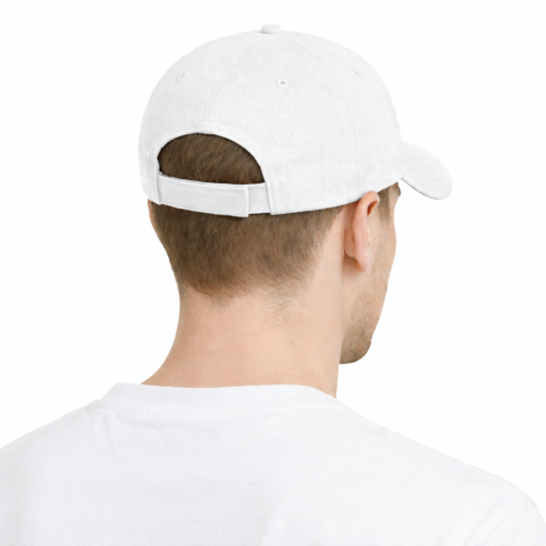 Czapka z daszkiem 5 paneli otwory wentylacyjne unisex opaska przeciwpotna biała tył.png