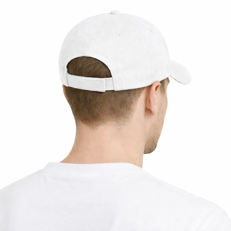Czapka z daszkiem 5 paneli otwory wentylacyjne unisex opaska przeciwpotna biała tył.png