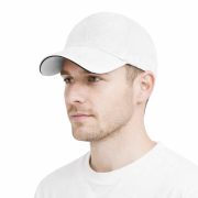 Czapka z daszkiem 5 paneli otwory wentylacyjne unisex opaska przeciwpotna biała.png