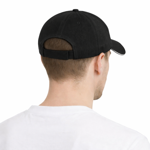 Czapka z daszkiem 5 paneli otwory wentylacyjne unisex opaska przeciwpotna czarna tył.png