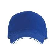 Czapka z daszkiem 5 paneli otwory wentylacyjne unisex opaska przeciwpotna chabrowa przód mockup.jpg
