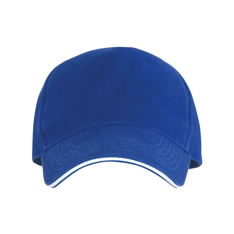 Czapka z daszkiem 5 paneli otwory wentylacyjne unisex opaska przeciwpotna chabrowa przód mockup.jpg