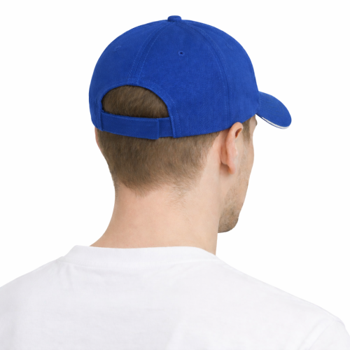 Czapka z daszkiem 5 paneli otwory wentylacyjne unisex opaska przeciwpotna chabrowa tył.png