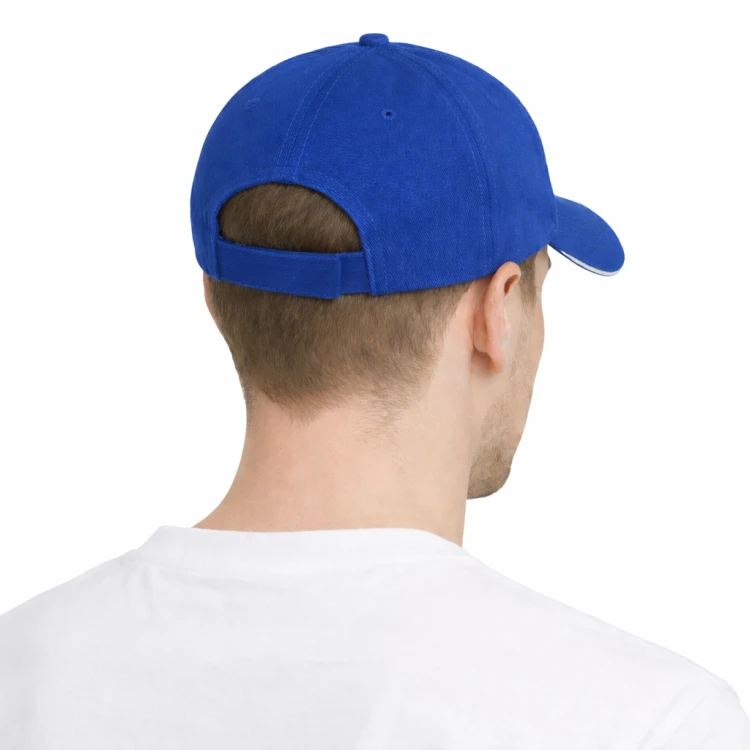Czapka z daszkiem 5 paneli otwory wentylacyjne unisex opaska przeciwpotna chabrowa tył.png