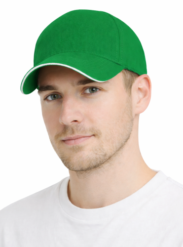 Czapka z daszkiem 5 paneli otwory wentylacyjne unisex opaska przeciwpotna zielona przód.png