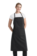Fartuszek kuchenny z dużą i małą kieszenią na ramiączkach wiązany z tyłu czarny.png
