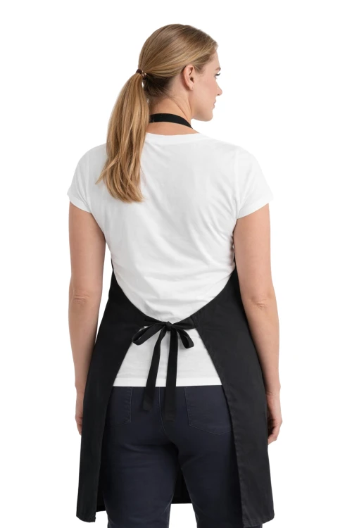 Fartuszek kuchenny na ramiaczkach wiązany z tyłu czarny widok tył.png