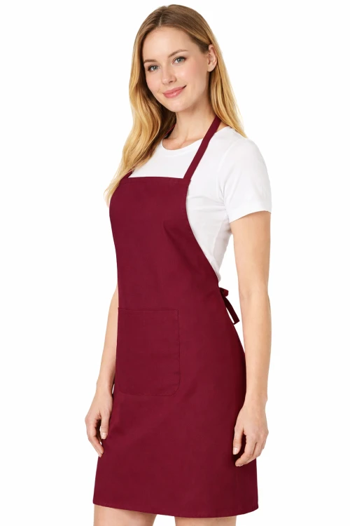 Fartuszek kuchenny gastronomiczny z kieszenienią bordowy prawy bok.png