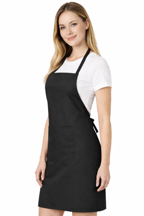Fartuszek kuchenny gastronomiczny z kieszenienią czarny prawy bok.png