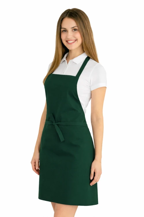 Fartuszek do kuchni dla gastronomii kolor zielona butelka widok z boku.png