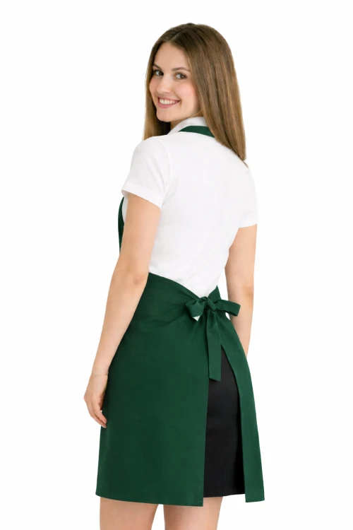 Fartuszek do kuchni dla gastronomii kolor zielona butelka widok z tyłu.png