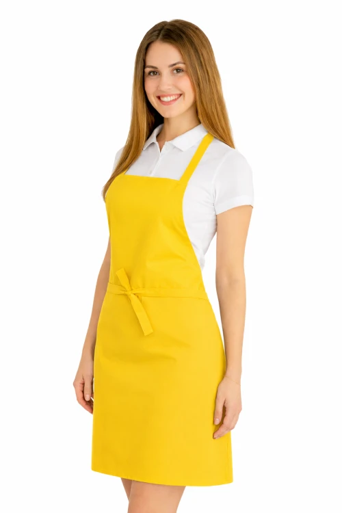 Fartuszek do kuchni dla gastronomii kolor żółty widok z boku.png