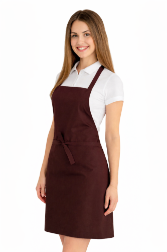 Fartuszek do kuchni dla gastronomii kolor śliwkowy widok z boku.png