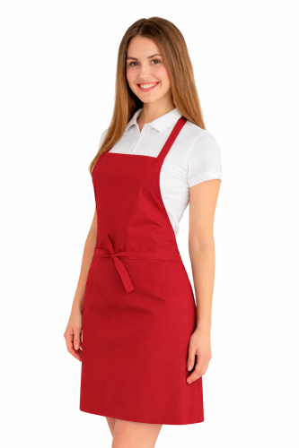 Fartuszek do kuchni dla gastronomii kolor czerwony widok z boku.png