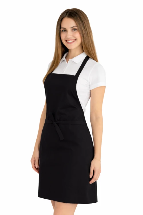 Fartuszek do kuchni dla gastronomii kolor czarny widok z boku.png