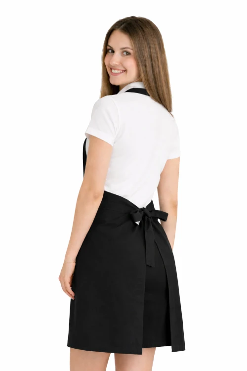 Fartuszek do kuchni dla gastronomii kolor czarny widok z tyłu.png