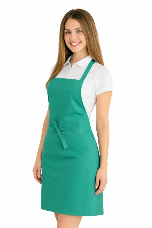 Fartuszek do kuchni dla gastronomii kolor seledynowy widok z boku.png