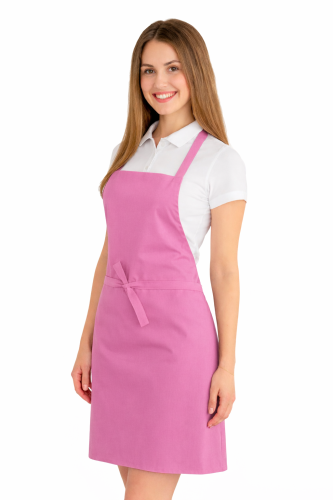 Fartuszek do kuchni dla gastronomii kolor  jasny różowy widok z boku.png