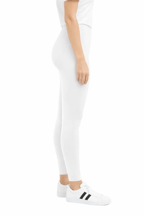 Białe legginsy damskie widok z boku.png
