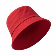 Kapelusz letni przeciwsłoneczny 100% bawełna 170g czerwony bucket hat z boku.jpg