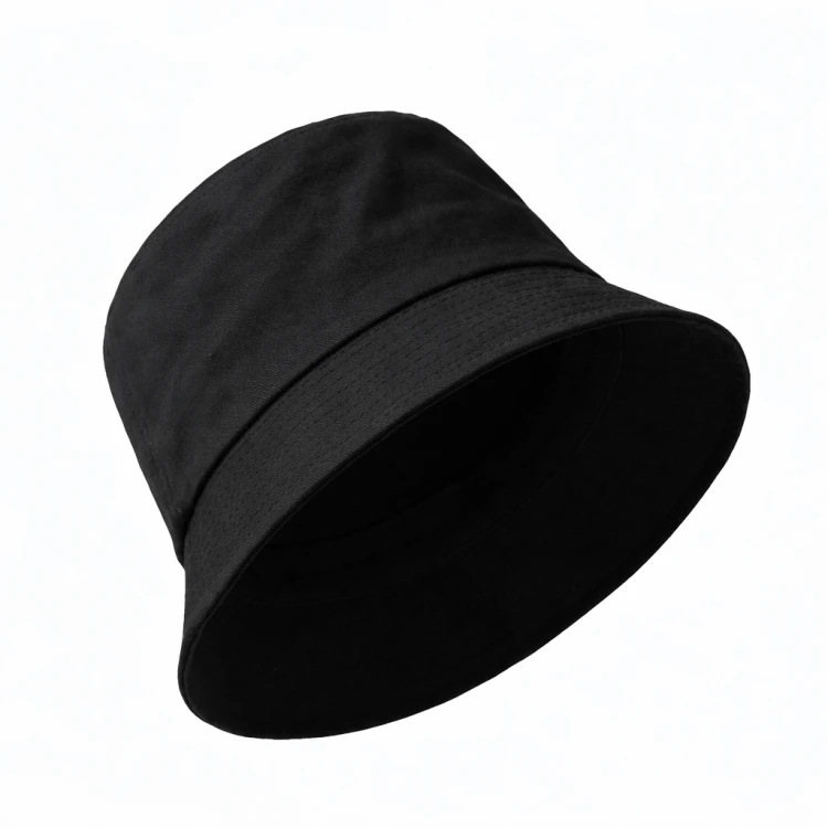 Kapelusz letni przeciwsłoneczny 100% bawełna 170g czarny bucket hat z boku.png