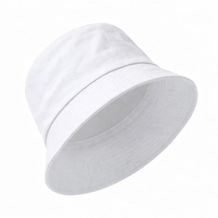 Kapelusz letni przeciwsłoneczny 100% bawełna 170g biały bucket hat z boku.png
