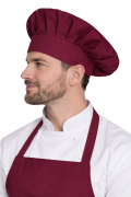 Czapka kucharska szefa kuchni unisex bordowa widok z boku.png