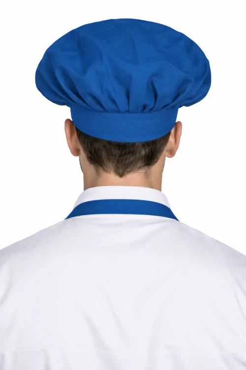 Czapka kucharska szefa kuchni unisex chabrowa widok z tyłu.png