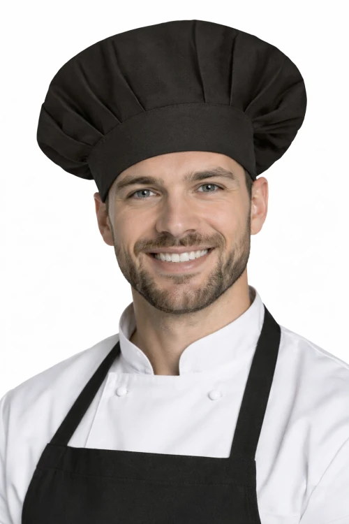 Czapka kucharska szefa kuchni unisex czarna.png